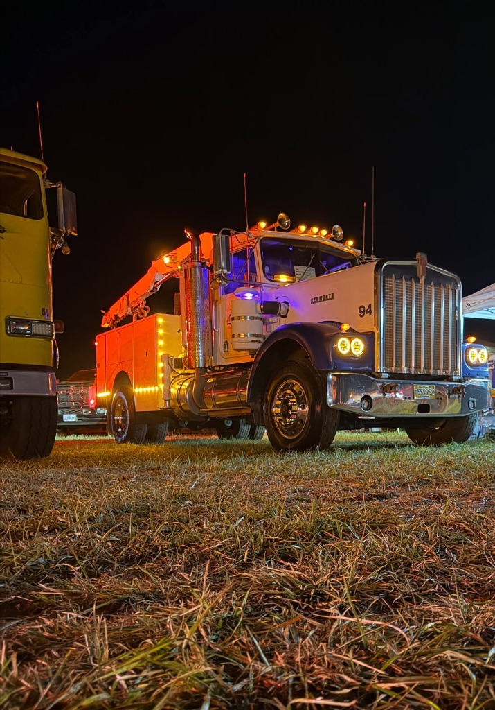 JTF Mobile Repair heavy-duty Kenworth service crane truck on site at night